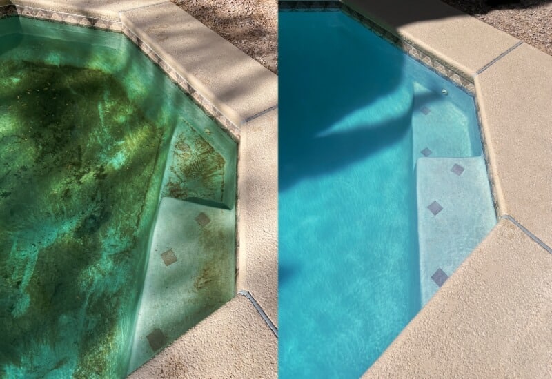 Green to Clean Pool Before & After