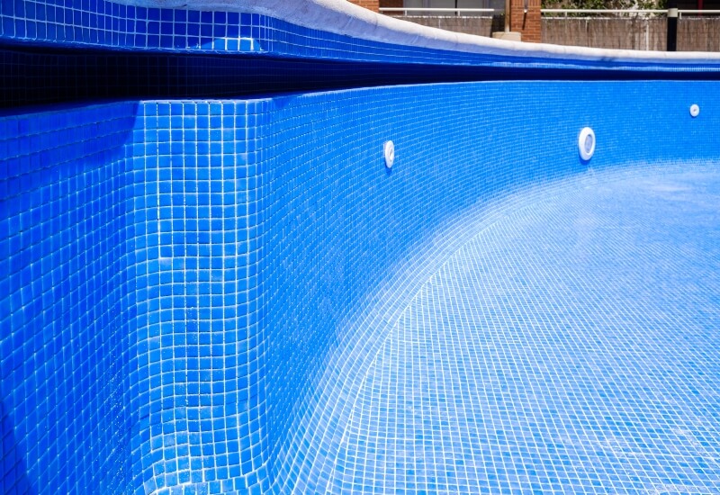 Close-up of surface of empty pool